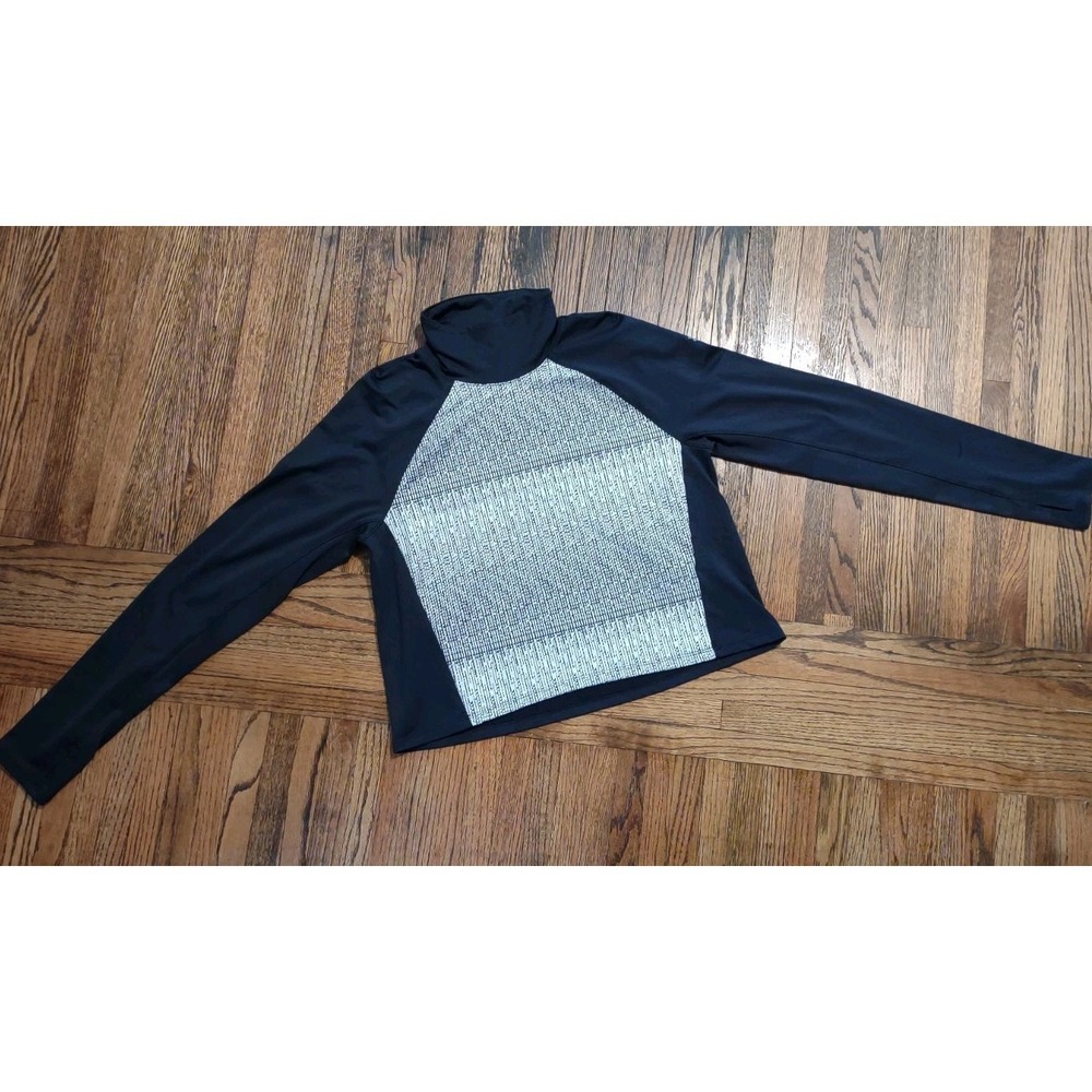 Under Armour ColdGear Womens Large Loose Mock Neck Pullover Navy Blue Patterned